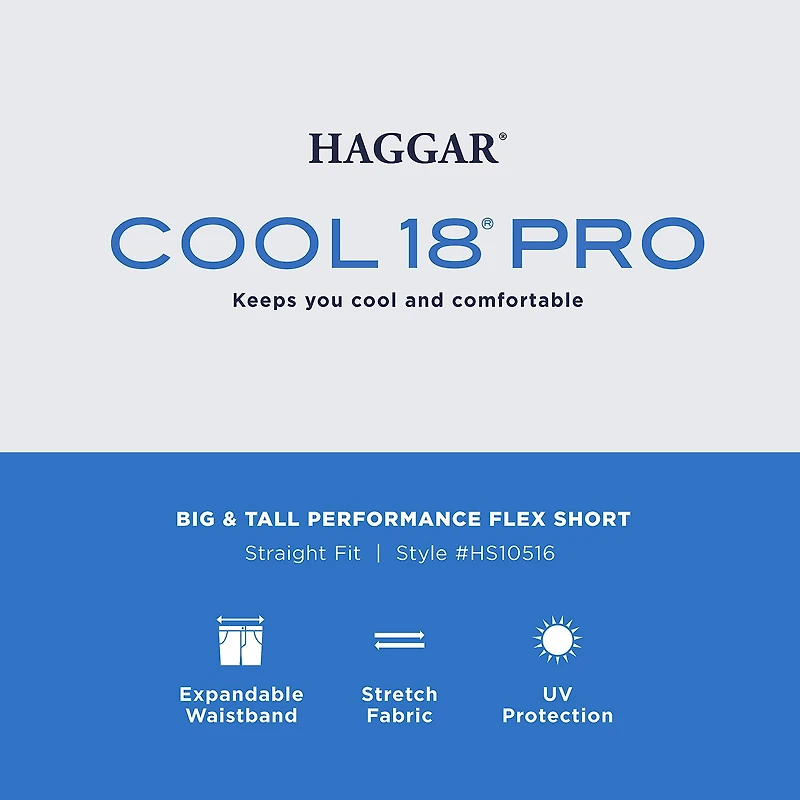 Haggar Cool 18 Pro Mens 7" Stretch Fabric Moisture Wicking Quick Dry Golf Short