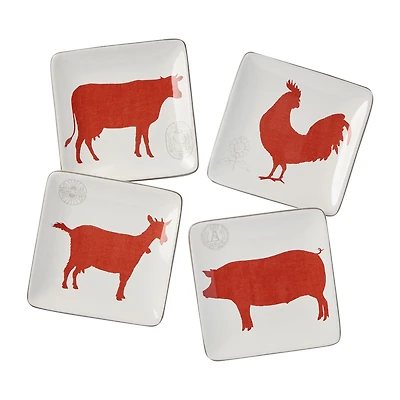Certified International Vintage Farm 4-pc. Ceramic Appetizer Plate