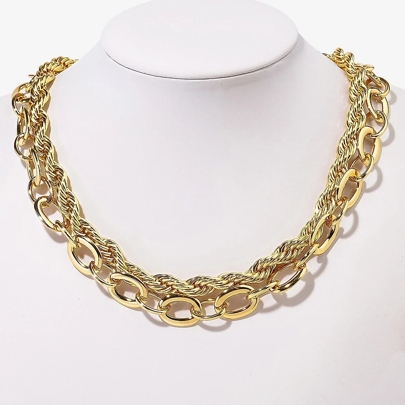Bold Elements Gold Tone Womens Inch Link Chain Necklace