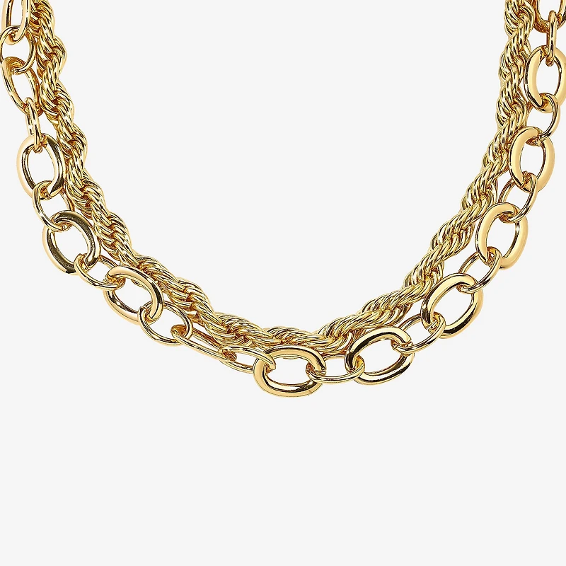 Bold Elements Gold Tone Womens Inch Link Chain Necklace