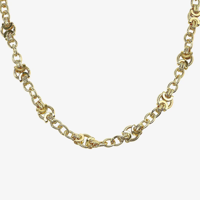 Bold Elements Gold Tone Womens 14K Gold Over Brass 36 Inch Link Chain Necklace