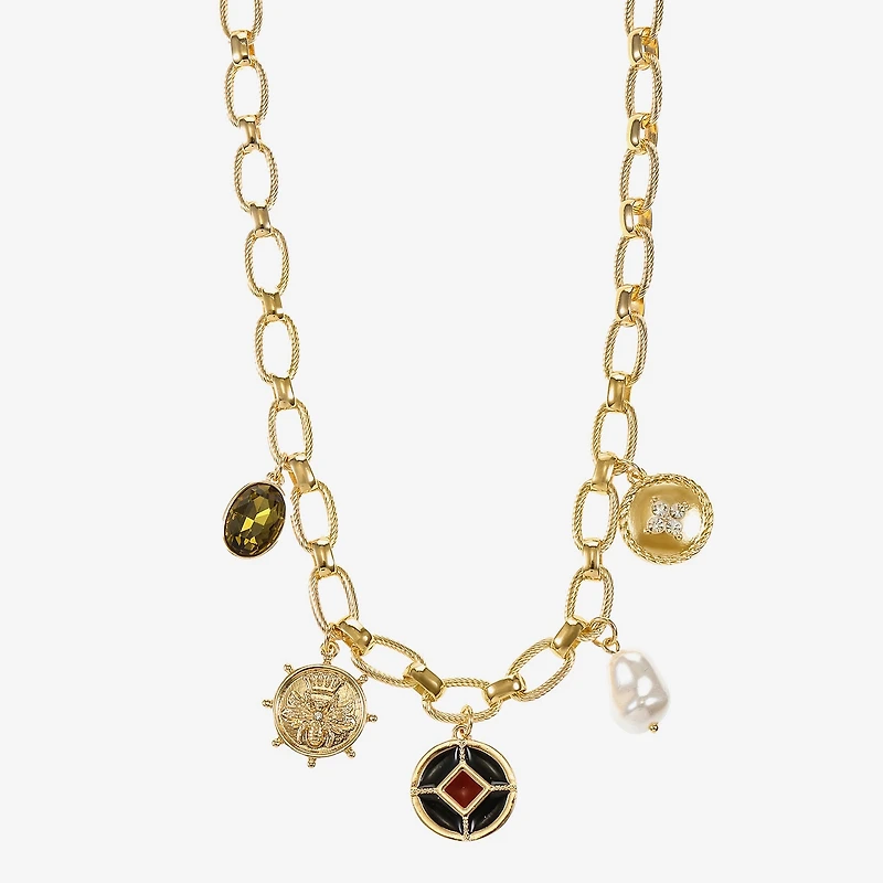 Liz Claiborne Gold Tone Nautical Charm Womens 17 Inch Collar Necklace