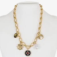 Liz Claiborne Gold Tone Nautical Charm Womens 17 Inch Collar Necklace