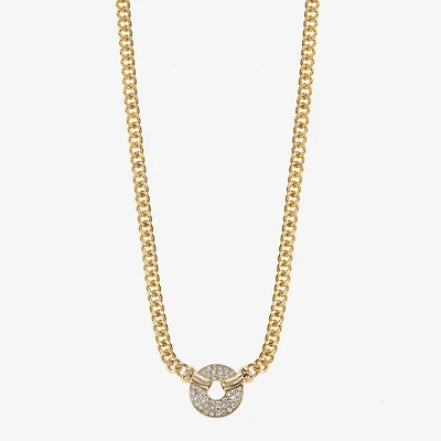Monet Jewelry Gold Tone Pave Womens Glass 17 Inch Pendant Necklace