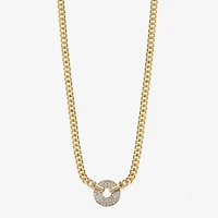 Monet Jewelry Gold Tone Pave Womens Glass 17 Inch Pendant Necklace