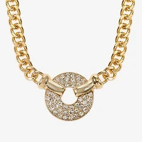 Monet Jewelry Gold Tone Pave Womens Glass 17 Inch Pendant Necklace