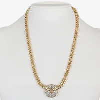 Monet Jewelry Gold Tone Pave Womens Glass 17 Inch Pendant Necklace