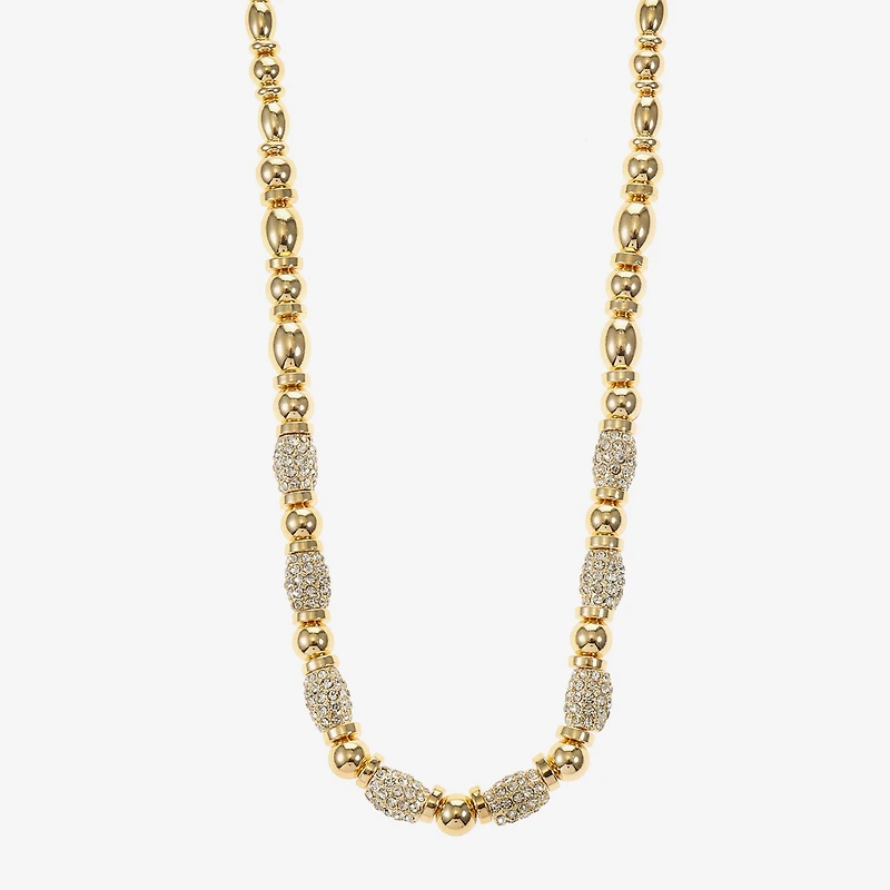 Monet Jewelry Gold Tone Pave Bead Womens 17 Inch Collar Necklace