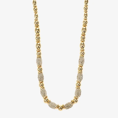 Monet Jewelry Gold Tone Pave Bead Womens 17 Inch Collar Necklace