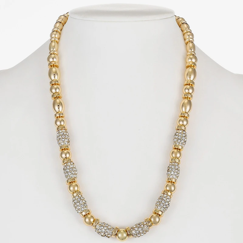 Monet Jewelry Gold Tone Pave Bead Womens 17 Inch Collar Necklace