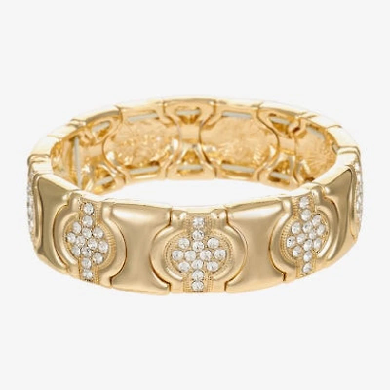 Monet Jewelry Gold Tone Pave Womens Glass Stretch Bracelet