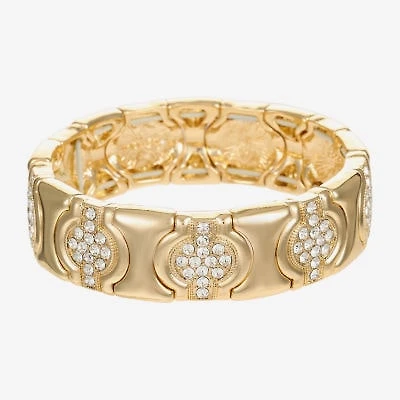 Monet Jewelry Gold Tone Pave Womens Glass Stretch Bracelet