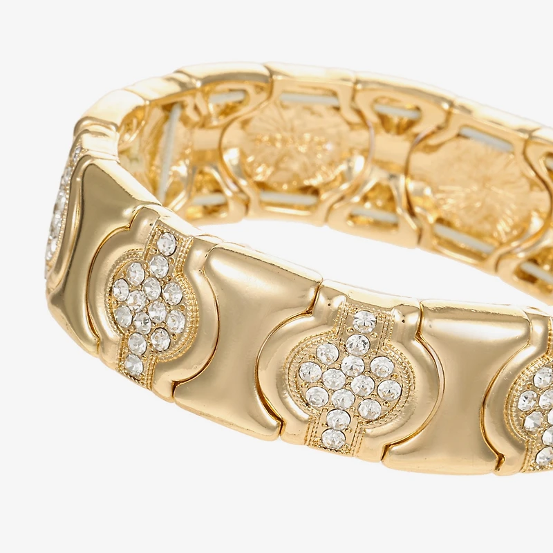 Monet Jewelry Gold Tone Pave Womens Glass Stretch Bracelet