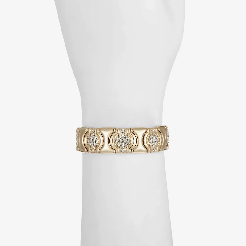 Monet Jewelry Gold Tone Pave Womens Glass Stretch Bracelet