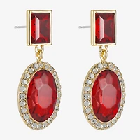 Monet Jewelry Halo Womens Glass Oval Hypoallergenic Drop Earrings