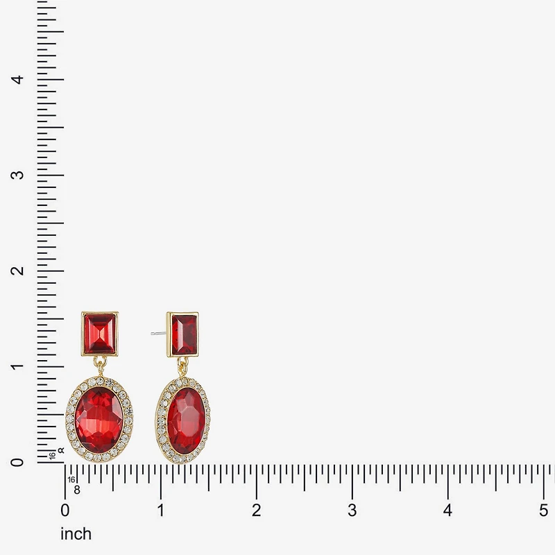 Monet Jewelry Halo Womens Glass Oval Hypoallergenic Drop Earrings