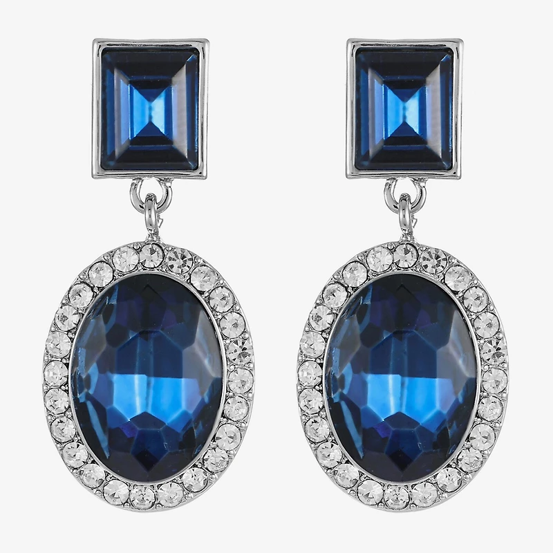 Monet Jewelry Halo Womens Glass Oval Hypoallergenic Drop Earrings