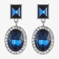 Monet Jewelry Halo Womens Glass Oval Hypoallergenic Drop Earrings