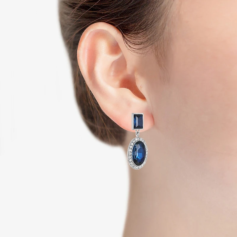 Monet Jewelry Halo Womens Glass Oval Hypoallergenic Drop Earrings