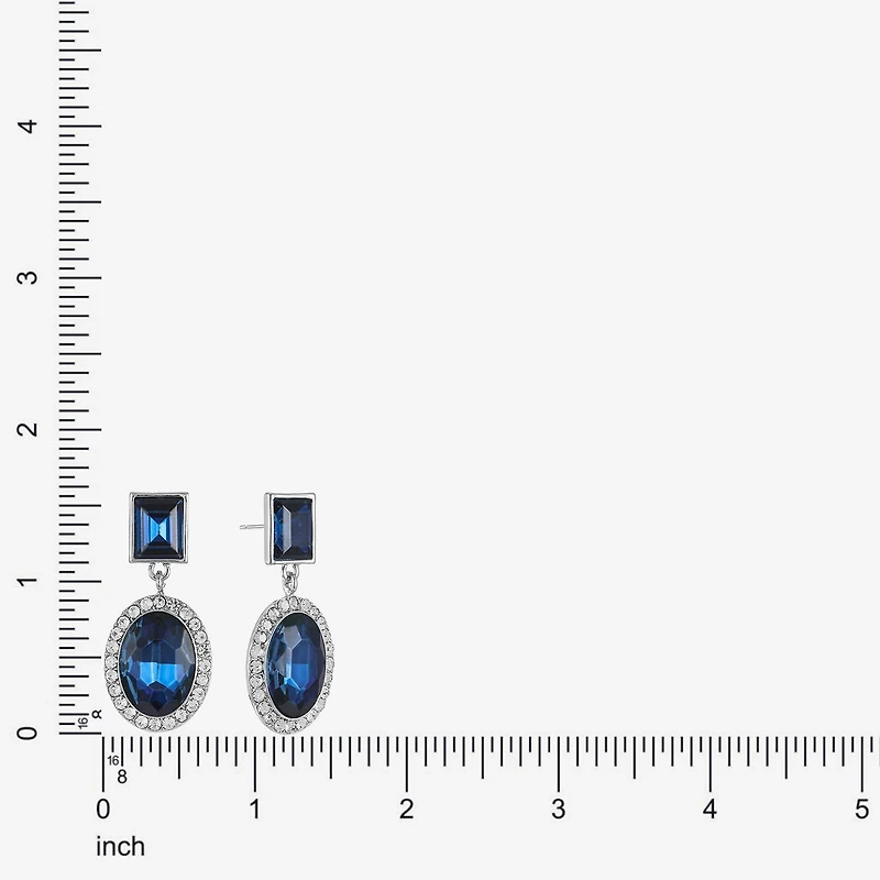 Monet Jewelry Halo Womens Glass Oval Hypoallergenic Drop Earrings