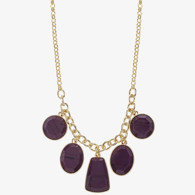 Liz Claiborne Multi Shape Frontal Womens 17 Inch Collar Necklace
