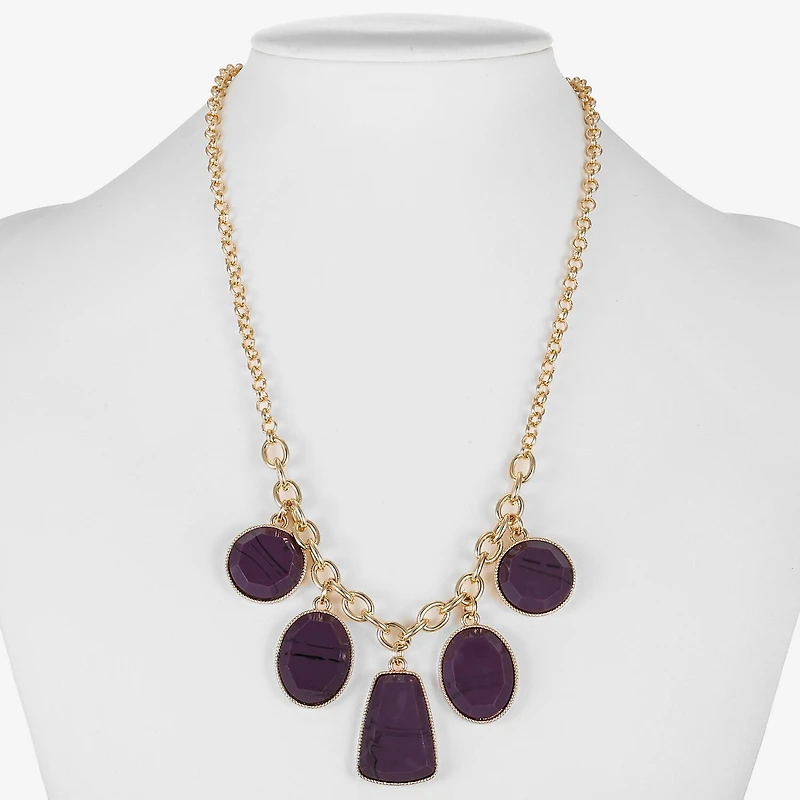 Liz Claiborne Multi Shape Frontal Womens 17 Inch Collar Necklace