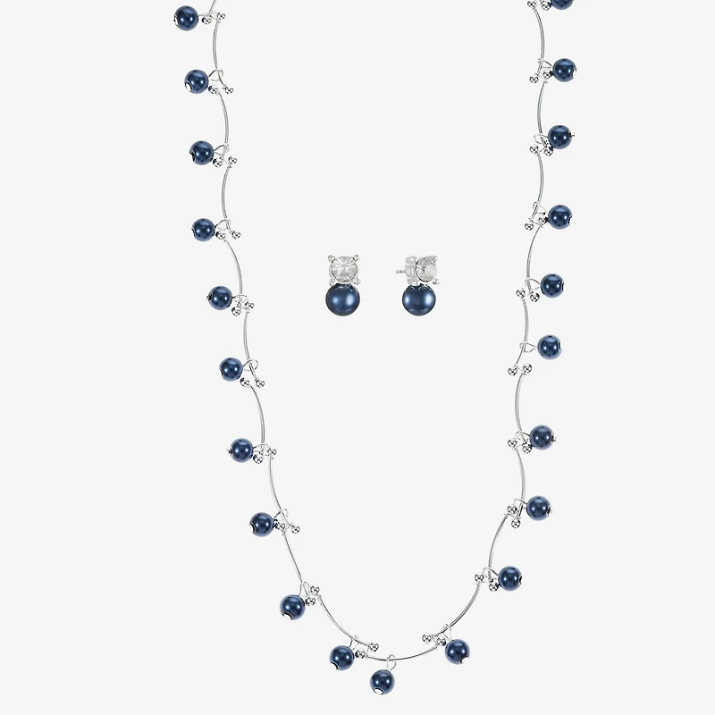 Monet Jewelry Timeless Collar Necklace And Stud Earring Womens Simulated Pearl Round -pc. Jewelry Set