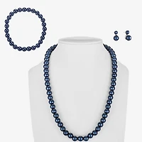 Monet Jewelry Timeless Collar Necklace And Stud Earring Womens Simulated Pearl Round 3-pc. Jewelry Set