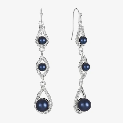 Monet Jewelry Timeless Linear Womens Simulated Pearl Round Drop Earrings