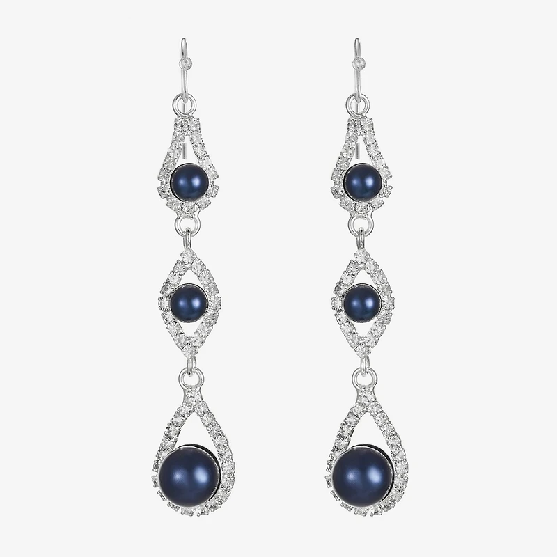 Monet Jewelry Timeless Linear Womens Simulated Pearl Round Drop Earrings
