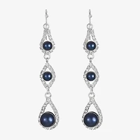 Monet Jewelry Timeless Linear Womens Simulated Pearl Round Drop Earrings