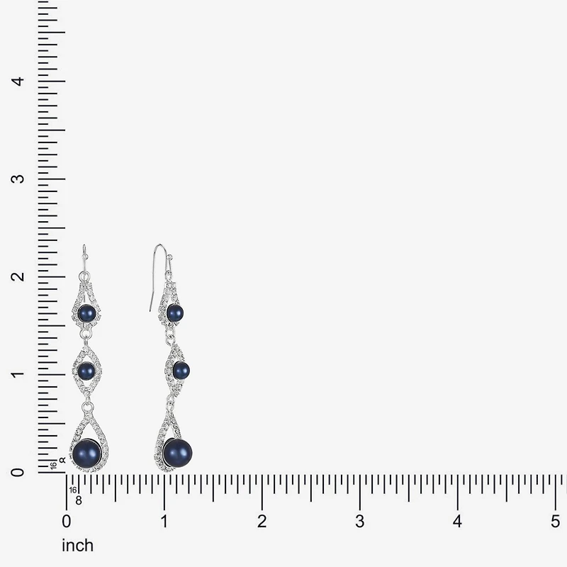 Monet Jewelry Timeless Linear Womens Simulated Pearl Round Drop Earrings