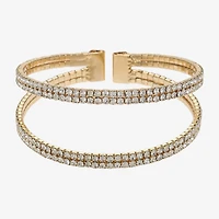 Monet Jewelry Timeless Gold Tone Womens Glass Cuff Bracelet