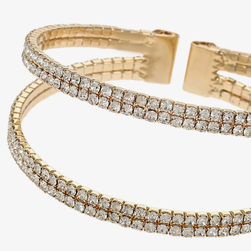 Monet Jewelry Timeless Gold Tone Womens Glass Cuff Bracelet