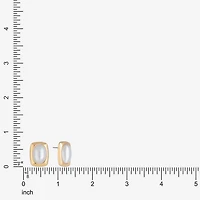 Liz Claiborne Gold Tone Simulated Pearl 18mm Rectangular Stud Earrings