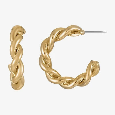 Liz Claiborne Rope Twist Womens 16mm Hypoallergenic Hoop Earrings