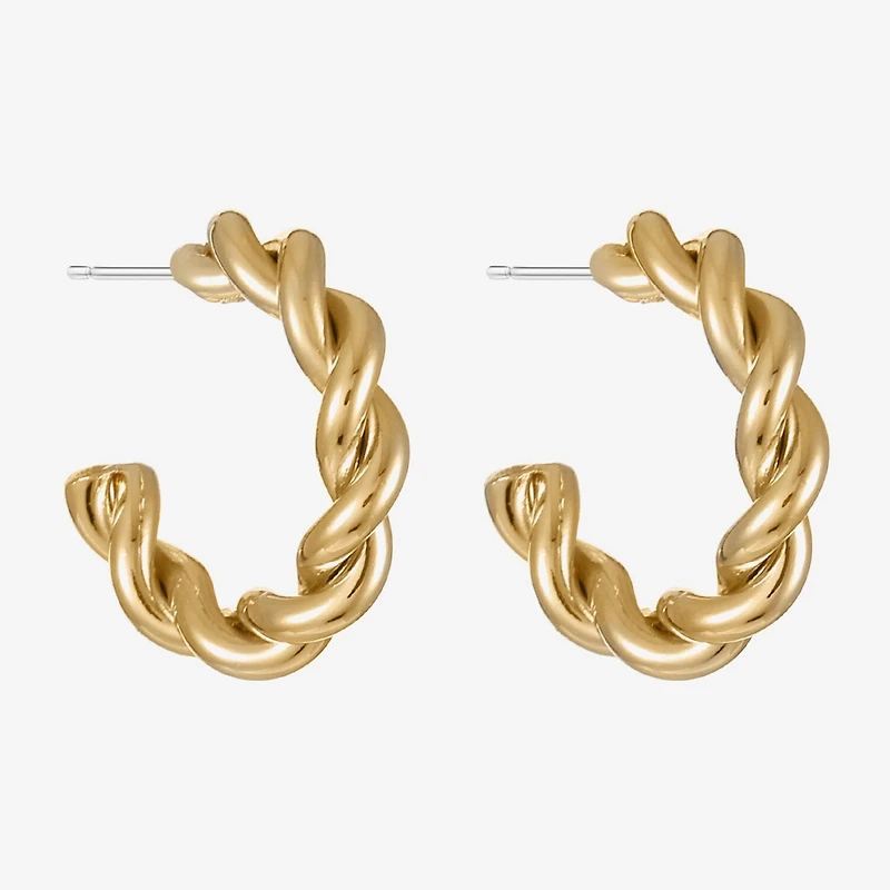 Liz Claiborne Rope Twist Womens 16mm Hypoallergenic Hoop Earrings