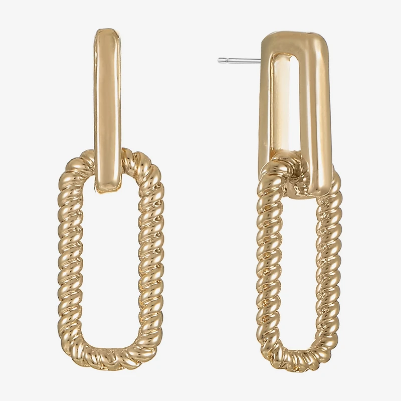 Liz Claiborne Rope Twist Paperclip Womens Oval Hypoallergenic Drop Earrings