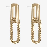 Liz Claiborne Rope Twist Paperclip Womens Oval Hypoallergenic Drop Earrings