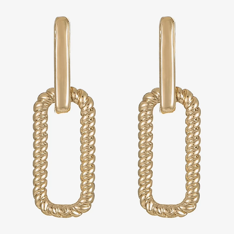 Liz Claiborne Rope Twist Paperclip Womens Oval Hypoallergenic Drop Earrings