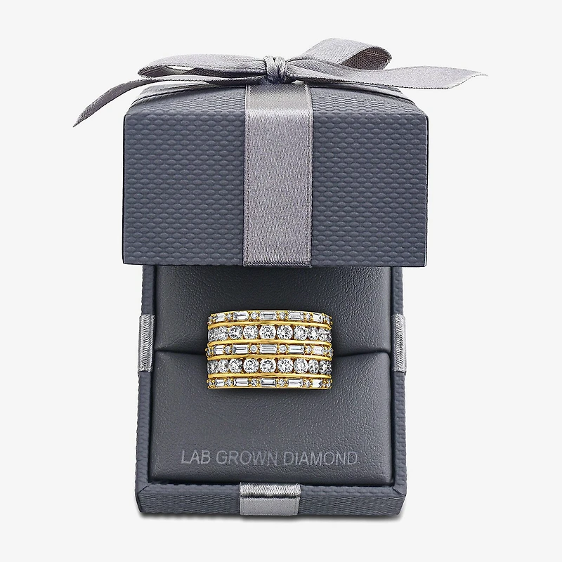 (F, Si2) Womens 3 CT. T.W. Lab Grown White Diamond 10K Gold Cocktail Ring