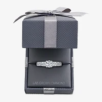 Signature By Modern Bride (G / Si1-Si2) Womens 2 CT. T.W. Lab Grown White Diamond 10K or Yellow Gold Round Side Stone Engagement Ring