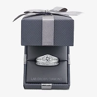 (F / VS2) Womens 1 1/2 CT. T.W. Lab Grown White Diamond 10K or 14K Gold Round Side Stone Bridal Set