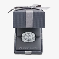 (Vs2) Womens 4 CT. T.W. Lab Grown White Diamond 10K Gold Cushion Side Stone Engagement Ring