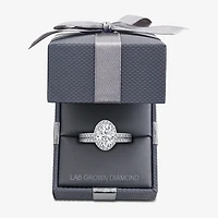 Signature By Modern Bride Womens 2 CT. T.W. Lab Grown White Diamond 10K or 14K Gold Oval Side Stone Bridal Set