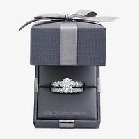Signature By Modern Bride (G / Si1-Si2) Womens 4 CT. T.W. Lab Grown White Diamond 10K Gold Oval Side Stone Bridal Set