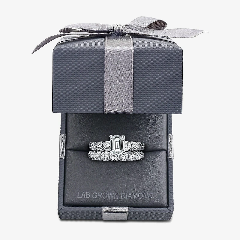 Signature By Modern Bride (G / Si1-Si2) Womens 4 CT. T.W. Lab Grown White Diamond 10K Gold Side Stone Bridal Set
