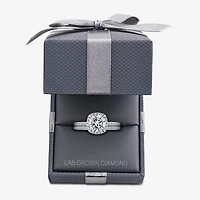 Signature By Modern Bride Womens 2 CT. T.W. Lab Grown White Diamond 10K Gold Round Side Stone Halo Bridal Set