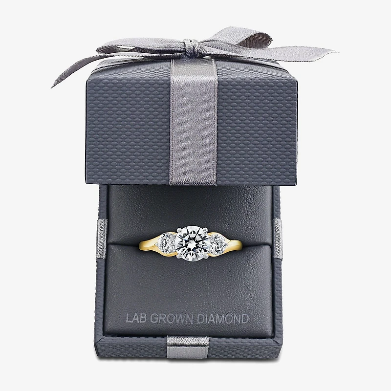 Love Lives Forever (G / Si1-Si2) Womens 2 CT. T.W. Lab Grown White Diamond 10K Gold Round 3-Stone Engagement Ring