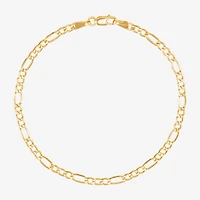 Made in Italy Womens 10K Gold 7.5 Inch Hollow Figaro Chain Bracelet